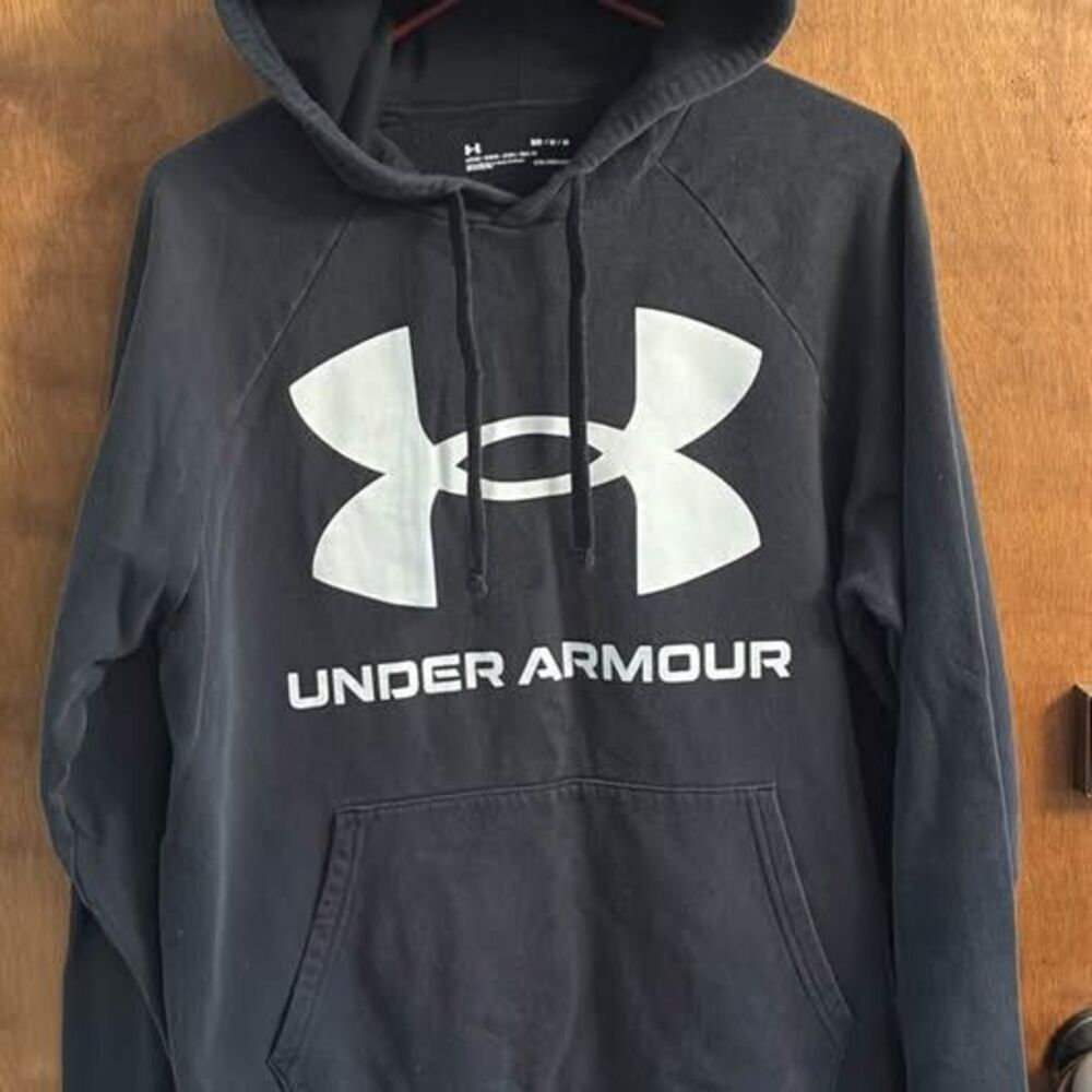 Under Armour Black White Coldgear Hooded Sweatshirt Casual Warm Unisex Medium